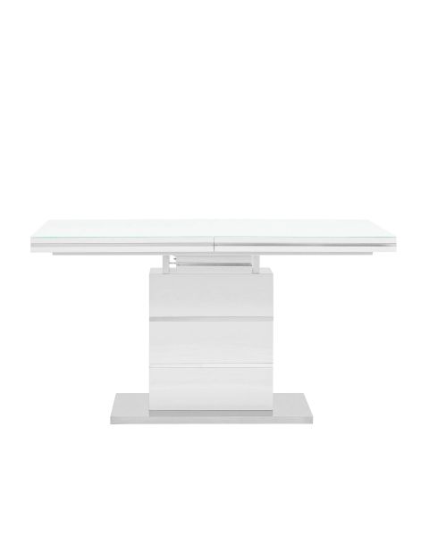 Стол обеденный Глазго раскладной 140-170*80 глянцевый белый