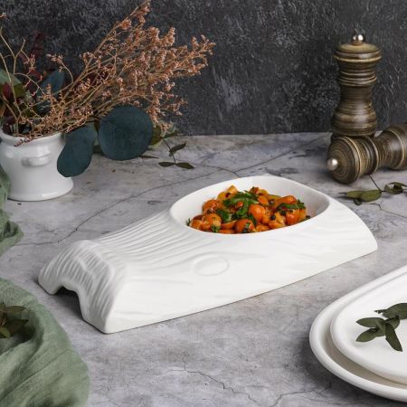 Блюдо прямоугольное 25*16 см h4 см 250 мл Oyster белое фарфор P.L. Proff Cuisine [1]
