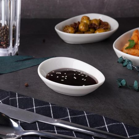 Соусник  60 мл 10*9 см h3,1 см овальный фарфор White Island By Bone Innovation [6]