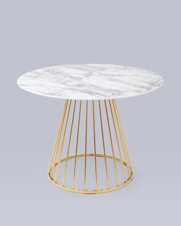 Стол обеденный Ливерпуль 110*110 белый мрамор