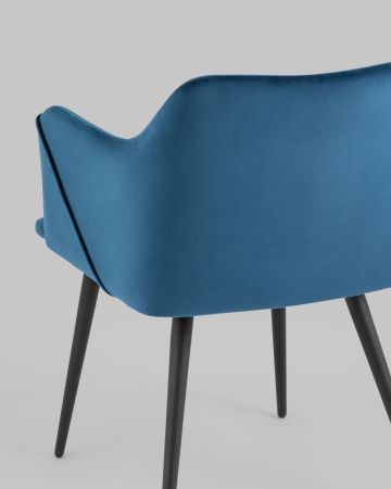 Стул с подлокотниками Джоэл велюр синий