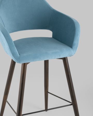 Стул барный Саймон велюр пыльно-голубой
