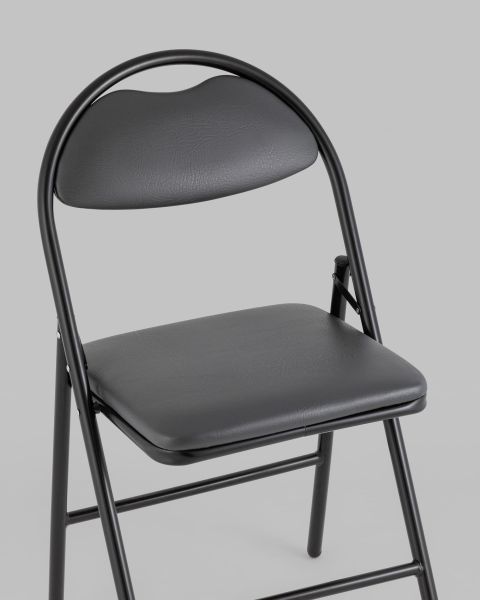 Стул складной Hagen экокожа серый каркас черный