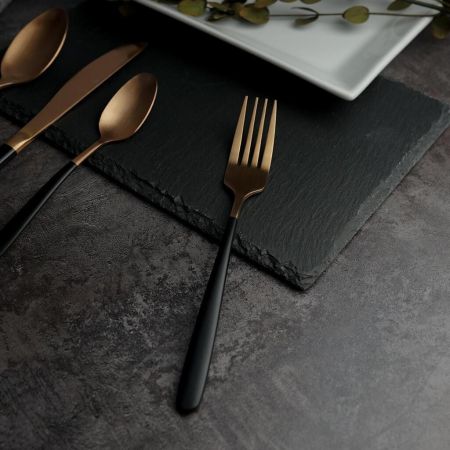 Вилка столовая 21 см матовая медный цвет черная ручка PVD Provence P.L. [12]