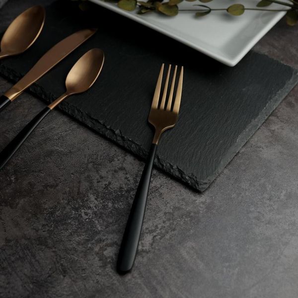 Вилка столовая 21 см матовая медный цвет черная ручка PVD Provence P.L. [12]