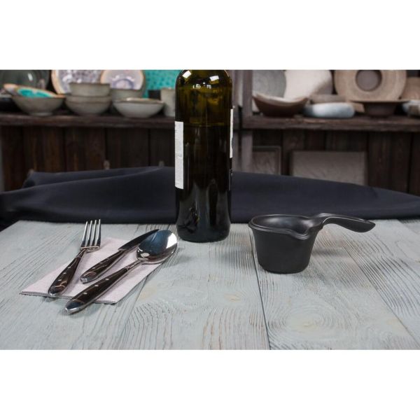 Соусник 100 мл d 7 см h5 см с ручкой Smooth Black Raw Stellar P.L. Proff Cuisine [6]