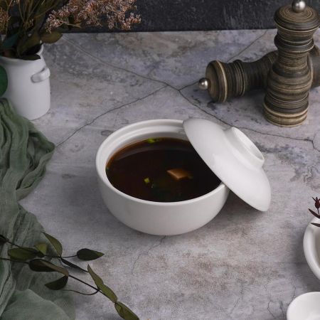 Бульонница мисосупница 325 мл d 12,3 см h8,5 см с крышкой белая фарфор P.L. Proff Cuisine [6]