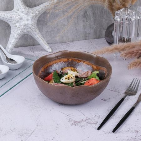 Салатник 1125 мл d 18,5/9,4 см h7,7 см Dark Brown Lava lines Frutti di Mare P.L. [1]