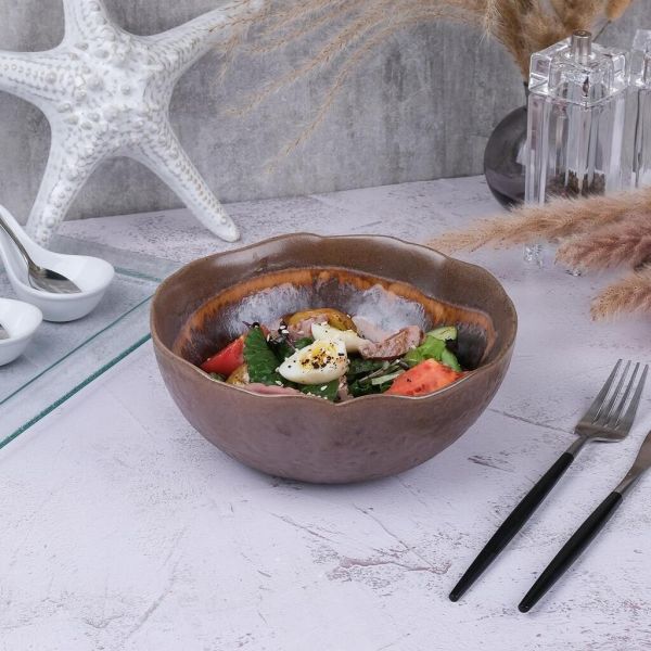 Салатник 1125 мл d 18,5/9,4 см h7,7 см Dark Brown Lava lines Frutti di Mare P.L. [1]