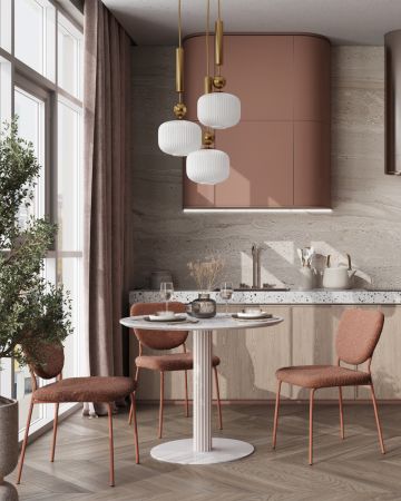 Стул обеденный Gigi коричневый букле розовые ножки