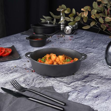 Блюдо овальное 18,5*15 см h5,3 см 850 мл с ручками Smooth Black Raw Stellar P.L. Proff Cuisine [4]