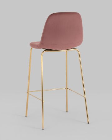 Стул барный Валенсия SN велюр пыльно-розовый золотые ножки