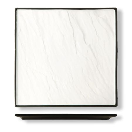 Блюдо квадратное 25*25 см Relief белое с черным бортом фарфор P.L. Proff Cuisine [3]